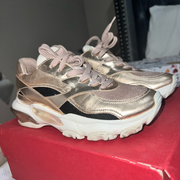 Valentino Garavani Gold and Black Sneakers - Picture 2 of 9